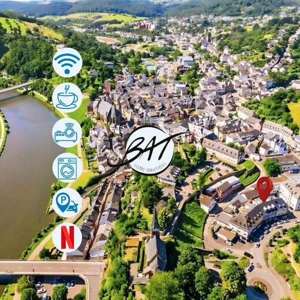 BAT Home Solutions Saarburg Altstadt - alles was ein Hotel nicht bietet - 3 Apartments 45 bis 75 qm für bis zu 12 Personen - direkt unter der Burg - 2 Min zur Altstadt - Weinbergblick, Heimkino und E-Ladesäulen, hotel sa Saarburg