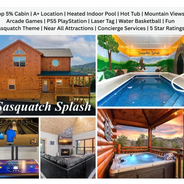 Sasquatch Splash Premier Private Pool Cabin with Hot Tub, Mtn Views, Arcade Games, Excellent Location, viešbutis mieste Pidžen Fordžas