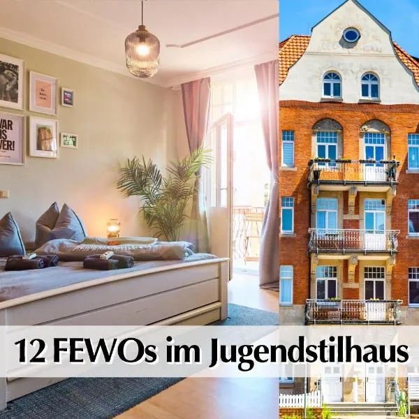 12 FEWOs im Jugendstilhaus mit Aufzug, großer Terrasse, Kingsize-Betten, 250Mbts WLAN, 55 Zoll Smart-TV - Nur ein kurzer Spaziergang durch den Park Venedig zur Krämerbrücke - Gaststätte im Haus, viešbutis Erfurte