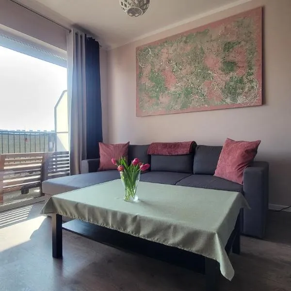 Apartament Rzeczańska Poznań, 50m2, dwie sypialnie z salonem i aneksem kuchennym, balkon, parking podziemny, czwarte piętro, winda, nowy blok, hotel a Poznań