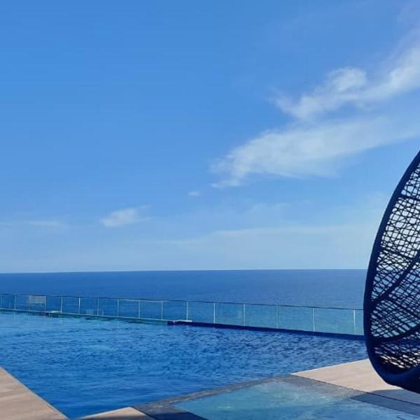 Studio Salcity - Piscina no rooftop com vista mar