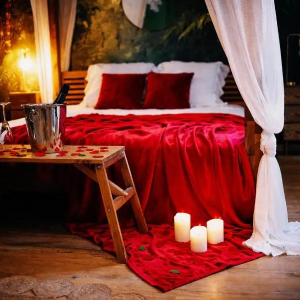 L'Evasion romantique en Amazonie, SPA, 5 min centre ville, Écran cinéma, day use, Lit baldaquin, hotel di Évreux