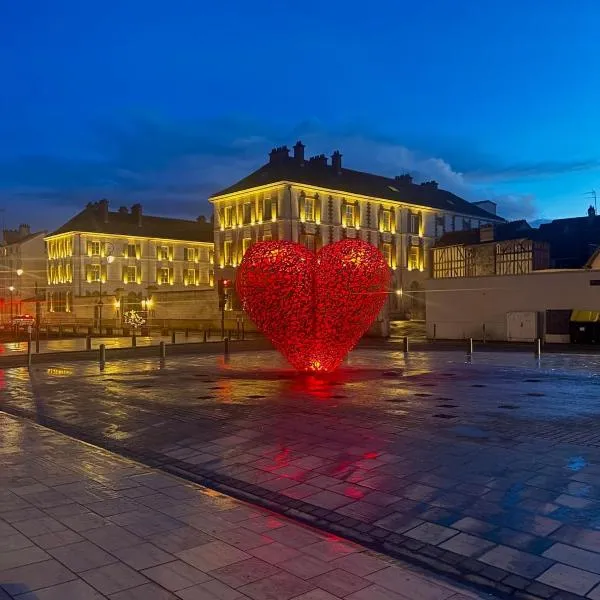 Appartement Face au Cœur Troyen avec cour privative terrasse, מלון בטרואה