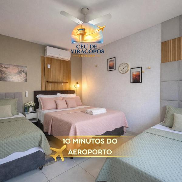 Quarto Quádruplo Família 8 min Aeroporto em pousada