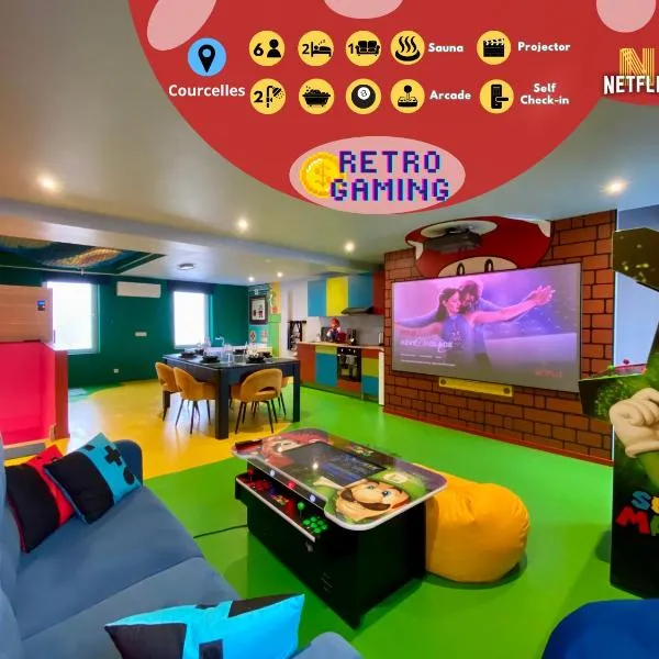 Retro Gaming Corner - Arcade Games - Jacuzzi - Sauna - Switch 2، فندق في Courcelles