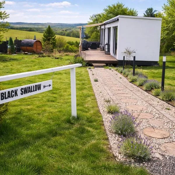 Ranch 66 - Wellness Tiny House Black Swallow ve stylu Route 66 se saunou, koupacím sudem a bazénem, hotel v destinaci Tršice