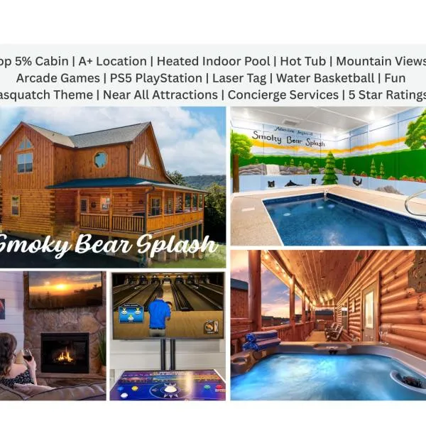Smoky Bear Splash Top Rated Private Pool Cabin with Hot Tub, Mtn Views, Arcade Games, Excellent Location, hotel v destinácii Pigeon Forge
