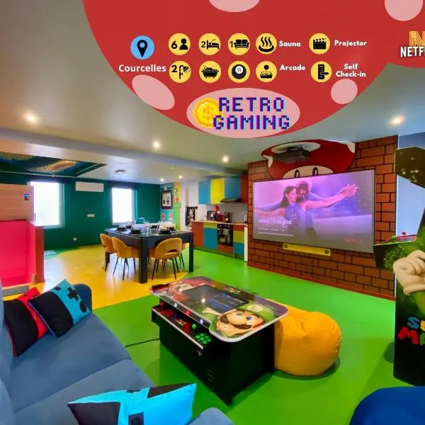 Retro Gaming Corner - Arcade Games - Jacuzzi - Sauna - Switch 2, hotel em Courcelles