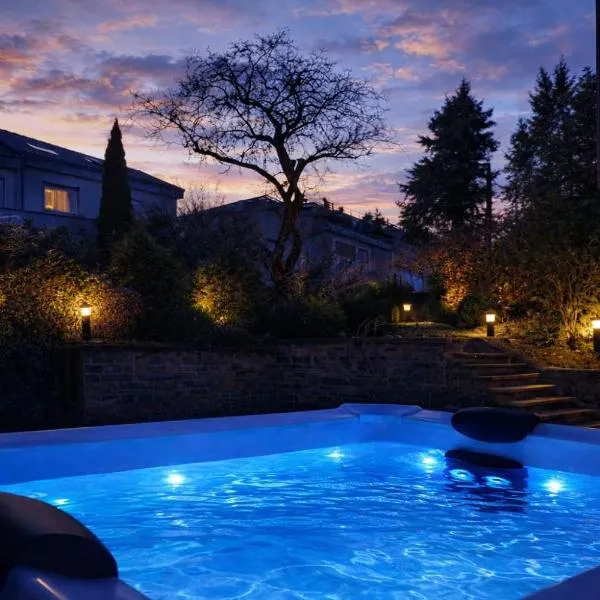 Ferienhaus Wintergarten für 8 Gäste und 2 Hunde in der Eifel mit toller Aussicht, Kamin und Garten, hotel in Schleiden