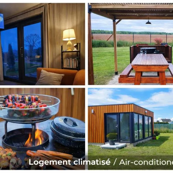 Chalet moderne avec grandes baies vitrées et espace plancha, hotel i Bussy-le Repos