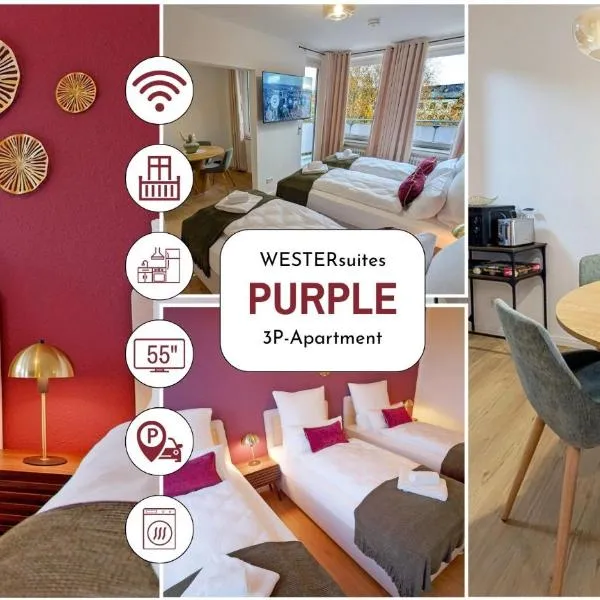 WESTERsuites - Purple - 1BR Zentral Balkon WLAN 3 Betten Waschtrockner, hotel di Bremen