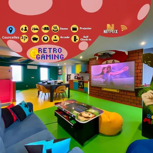Retro Gaming Corner - Arcade Games - Jacuzzi - Sauna - Switch 2, Hotel in Courcelles