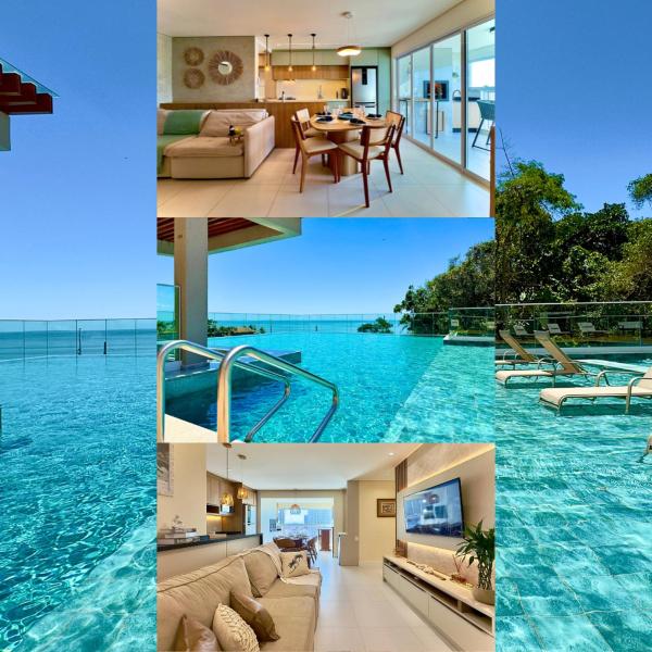 Apartamento em Condomínio Frente-Mar com Piscinas, Jacuzzi Aquecida, Sauna, Academia, Brinquedoteca, Churrasqueira na Sacada, Cozinha Completa e Lazer de Home Club