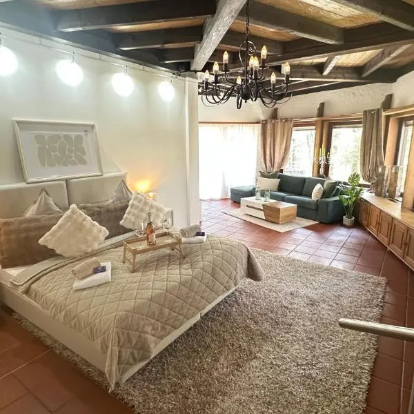 Familienfreundliche 10 min zu Fuß von Legoland entfernt,80 m2 stilvolle Ferienwohnung in einer Villa mit großen Garten, für den ersten Frühstück gefüllten Kühlschrank,Whirlpool, privaten Waldstück und wunderschöner Terrasse im Kötz, My Luxury Apartments, hotel din Kleinkötz