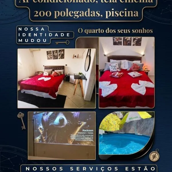 Suíte Master, Ar cond, Tela Cinema 150" Netflix, Globo, Piscina Pousada Tijucas Lua Encantada, хотел в Тижукас