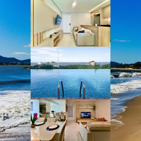 Aptos Pé na Areia Vista Mar Condomínio Resort Completo com Piscina borda Infinita, Beach Tennis, Academia, Sala de Jogos, Brinquedoteca, Playground e Portaria 24H 2 Quartos com Ar-Condicionado, Churrasqueira Privativa Reserve Agora e Viva essa Experiência