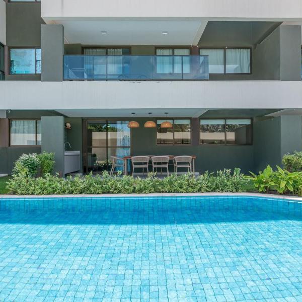 Flat 2 quartos-Cond. beira-mar em Carneiros-SH155