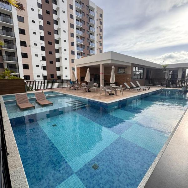 Lindo apto no Cond Lunar Nova Aruana - Vista para o mar, piscina, parquinho e academia