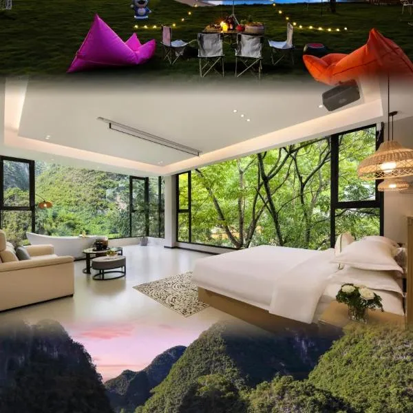 Yangshuo CloudVeil Grand Retreat-Oversized Suite-Private Jacuzzi-Infinity Pool-Lawn & Yulong Mountain Vista, hotell i Yangshuo