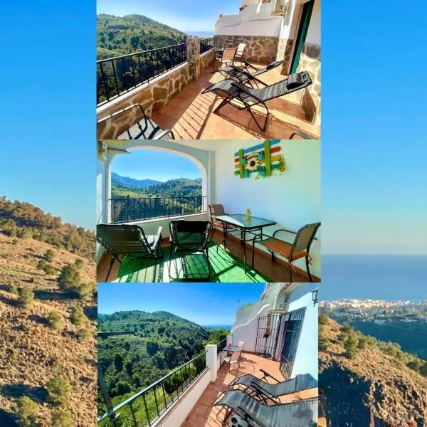 Apartamentos Axarquia , Frigiliana, terraza privada con vistas a la montaña rio y al mar, hótel í Frigiliana