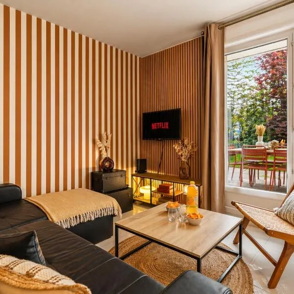 Family Apartment near Disneyland with AC, Garden & Parking, hotel in Montévrain