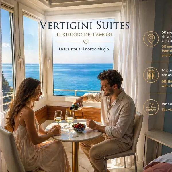 Vertigini Suites, Il Rifugio dell Amore per SOLE COPPIE , A 50m dalla Stazione e dalla Via dell Amore con Vista Mare e Intimità Appagante, отель в Риомаджоре