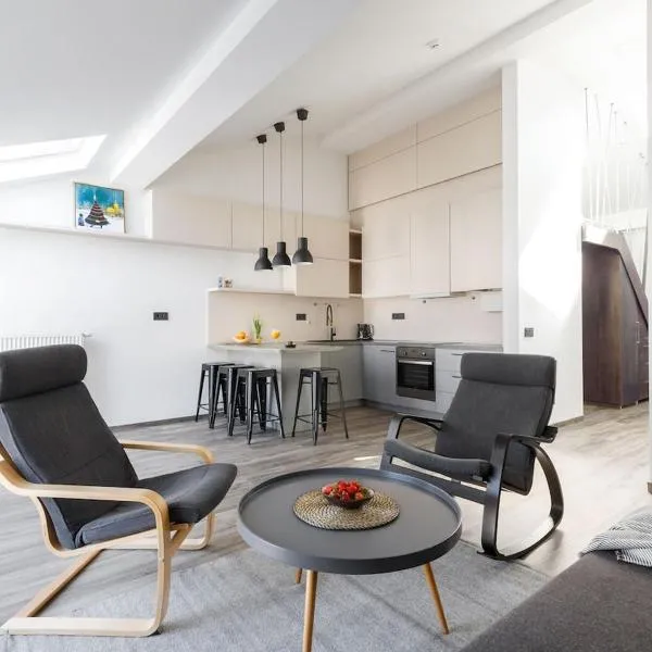 Stylish Paupys Loft with Balcony & View with free Parking, hotel en Vilna
