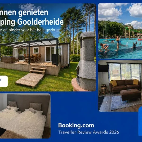 Luxe chalet voor gezinnen in familiepark Goolderheide met openlucht zwembaden en ruim overdekt terras 24m2, hotel en Bocholt