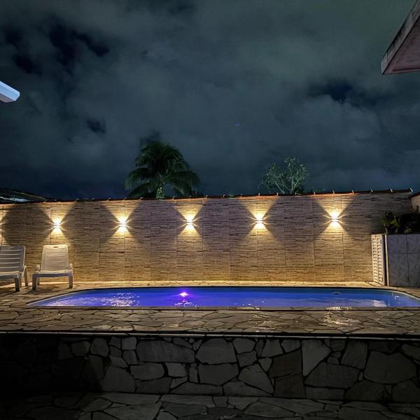 casa de praia com piscina aquecida