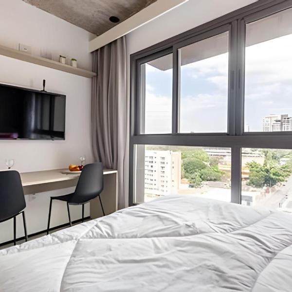 BHaus ON Brooklin - Studio Premium com Varanda - Vista Panorâmica - 13o andar - Academia - Lavanderia - Mini Mercado - Recepção 24h - ao lado do Metrô - bk36