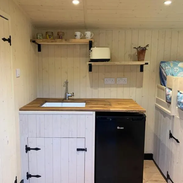 Heated shepherds hut overlooking open countryside, hotel in Chichester