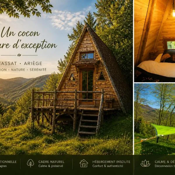 Chalet en Ariège insolite avec vue montagne, calme, nature et ciel étoilé, ξενοδοχείο σε Massat
