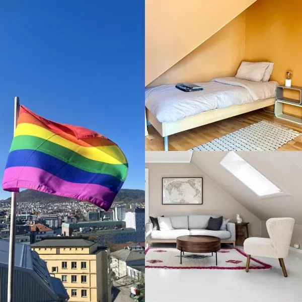 Rom i privat loftsleilighet med utsikt, hotel in Bergen