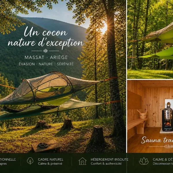 Tente suspendue sous les étoiles vue nature expérience unique, hotel v destinaci Massat