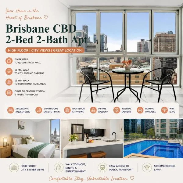 City Heart Comfort Spacious 2BR 2BA Apartment, hotel a Brisbane
