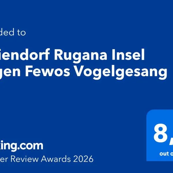 Feriendorf Rugana Insel Rügen Fewos Vogelgesang, hotel v destinaci Dranske