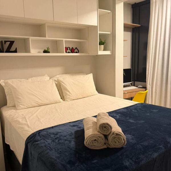Estadia Elegante 1Q Asa Norte, Cozinha Completa, Varanda com Churrasqueira e Vista pra Cidade