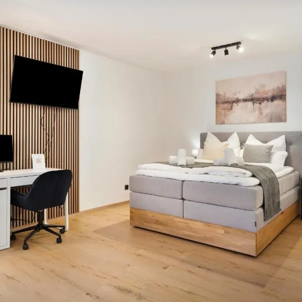 Moss & Gold Neu-Ulm - BRIGHT Collection - Studio für 3 mit Parkplatz, Küche, Arbeitsplatz, hotell i Neu-Ulm