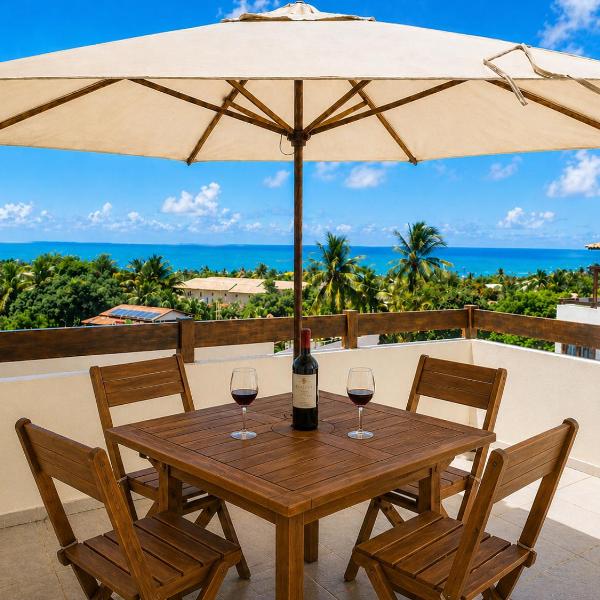 Triplex confortável, com terraço e linda vista mar