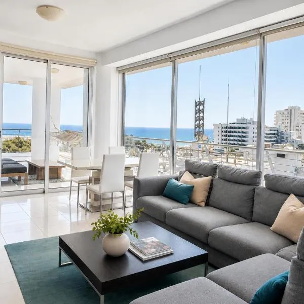 TOP RATED - PREMIUM Seaview 2-BDR-Apt in tallest building in Larnaca - 2 min Walk to Beach, hotel u gradu 'Larnaka'
