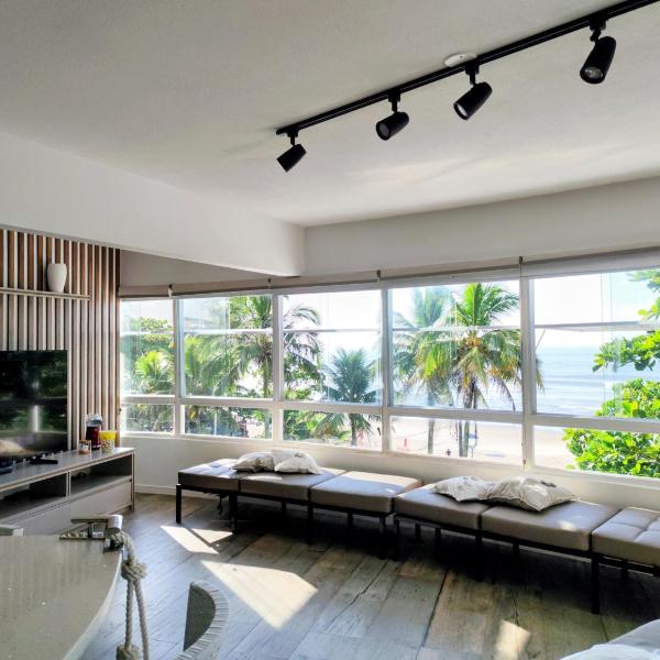 25C- Apartamento 1 Suite Luxo, 2 banherios, Home-Office, Internet, 1 garagem - Vista Panorâmica do Mar - Praia do Tombo - Guarujá - Foto 5