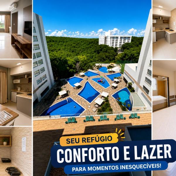 Flat Park Veredas com Vista Piscina Frigobar e Fogão