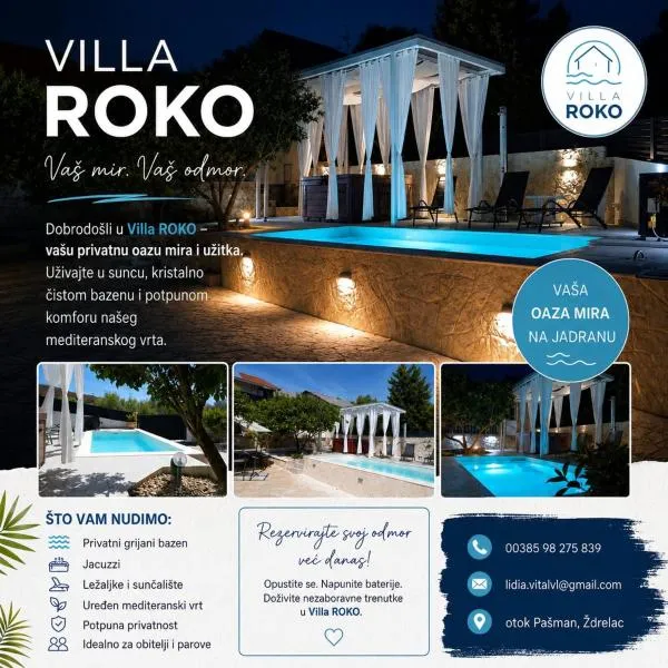 Villa Roko - Luxury Villa 60m from beach!, hotel en Ždrelac