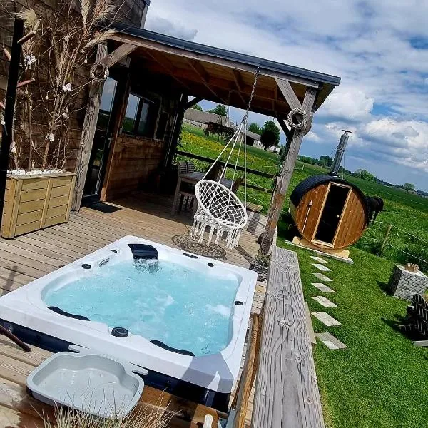 Tiny housse serenity avec jacuzzi et piscine, hotell i Tinlot