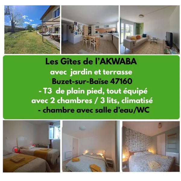 Gîtes de l'AKWABA hébergements T2 et T3 et 1 chambre à la nuitée, hotel in Buzet-sur-Baïse