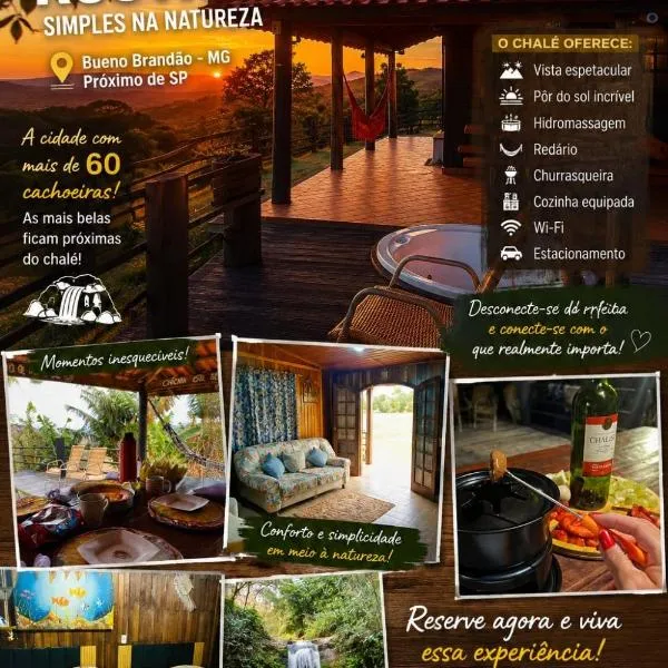 Chalé rústico de madeira perto de cachoeira, hotell i Bueno Brandão