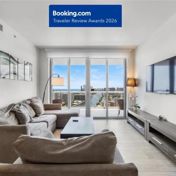 Waterfront 2 BR Luxury Apartment with Ocean views in Beachfront Resort, viešbutis mieste Hallandale Beach