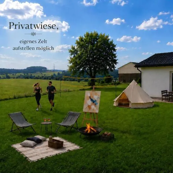 NaturZentral - ebenerdige Privatresidenz mit Sauna, Weitblick & kreativer Auszeit für Paare, Aktive & Familien, Hotel in Frankenberg
