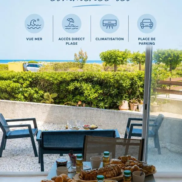 Le Refuge Marin - Vue Mer - Accès direct Plage - Terrasse - Climatisation - Place de Parking, hotel a Leucate-Plage