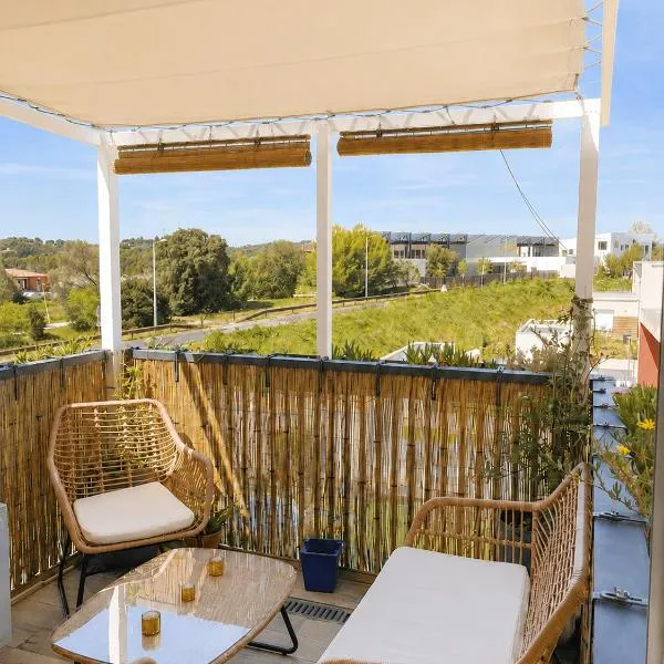 Viesnīca Éco-cocon tout confort - T2, 4P, entre mer et rivière, proche Montpellier pilsētā Žuviņaka